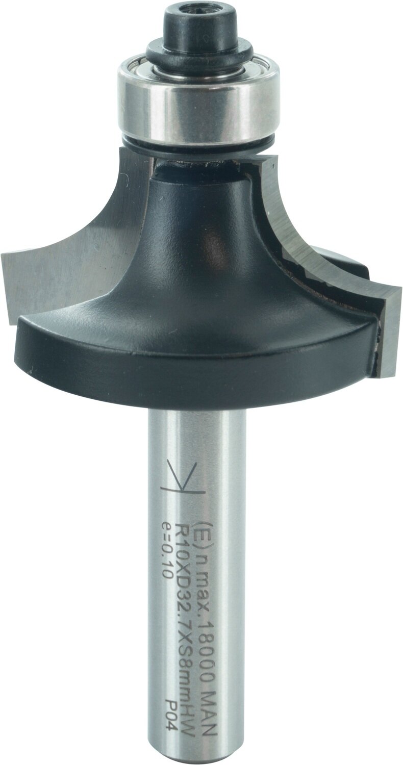 Abrundfräser  mit Kugellager R 10mm D 32,7mm NL 16mm S 8mm SL 32mm       (ENT)