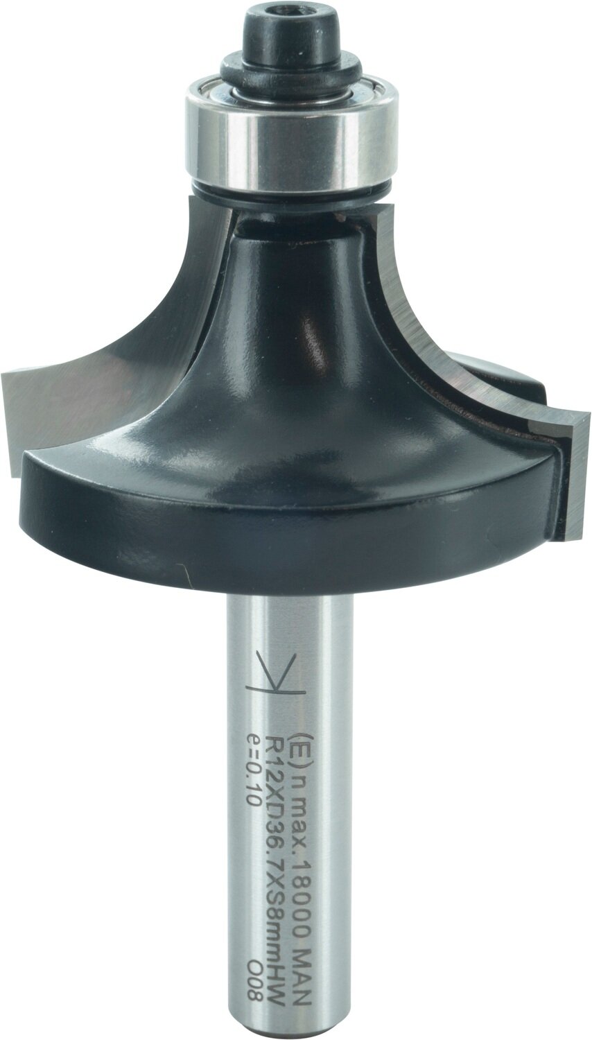 Abrundfräser  mit Kugellager R 12mm D 36,7mm NL 19mm S 8mm SL 32mm       (ENT)