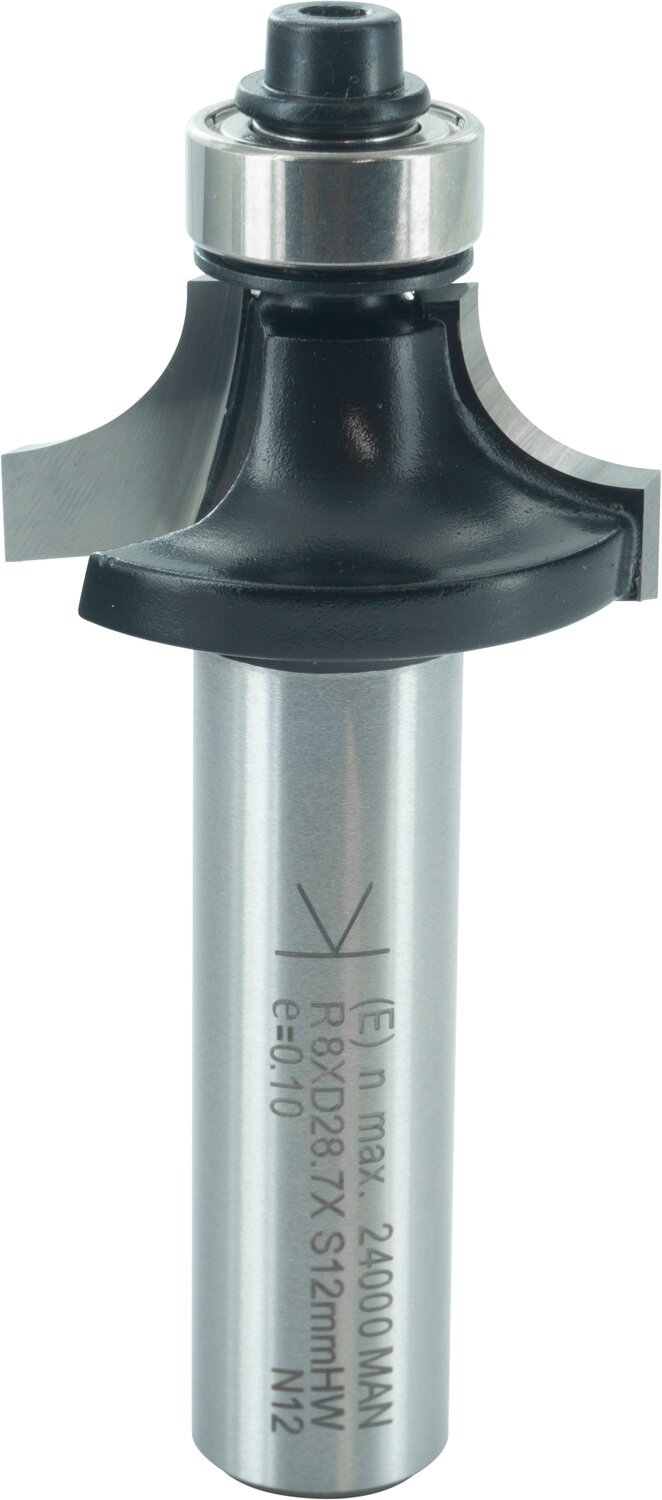 Abrundfräser  mit Kugellager R 8mm D 28,6mm NL 12,7mm S 12mm SL 40mm       (ENT)