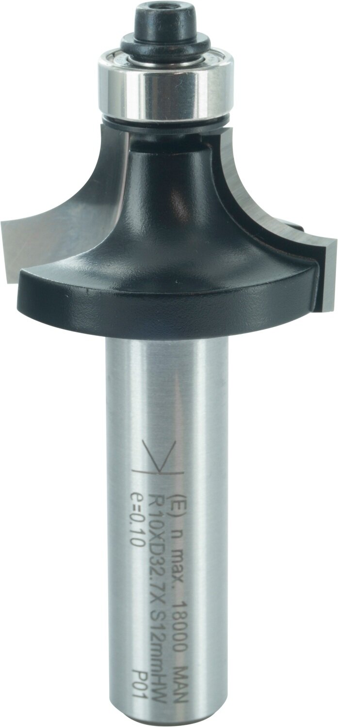 Abrundfräser  mit Kugellager R 10mm D 32,7mm NL 16mm S 12mm SL 40mm       (ENT)