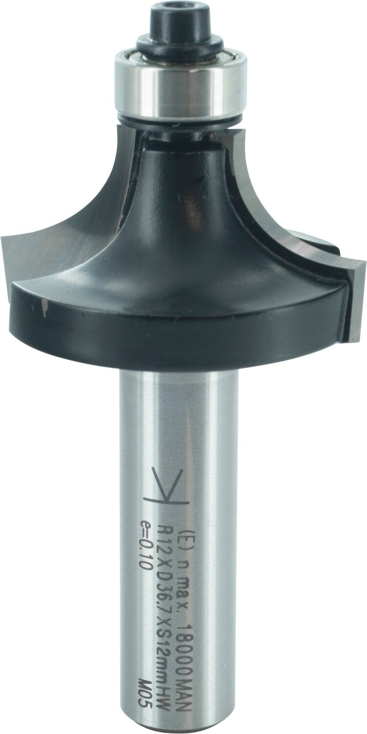 Abrundfräser  mit Kugellager R 12mm D 36,7mm NL 19mm S 12mm SL 40mm       (ENT)