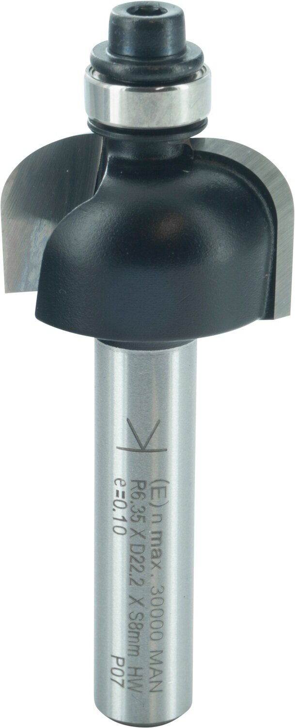 Hohlkehlfräser mit Kugellager R 6,35mm D 22,2mm NL 12,7mm S 8mm SL 32mm       (ENT)