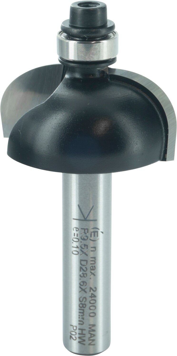 Hohlkehlfräser mit Kugellager R 9,5mm D 28,6mm NL 12,7mm S 8mm SL 32mm       (ENT)