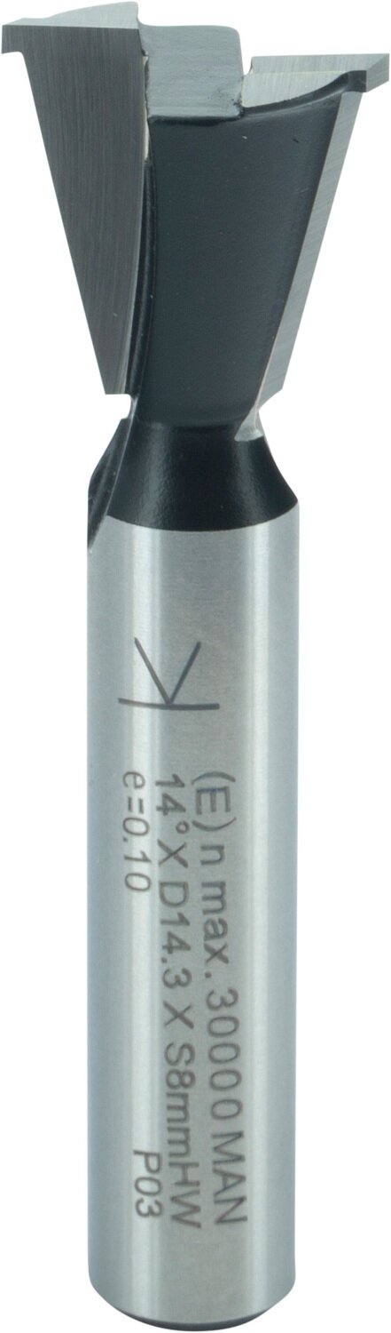Zinkenfräser mit Vorschneider E 14° D1 14,3mm D2 12,7mm NL 13,5mm S 8mm SL 32mm     (ENT)