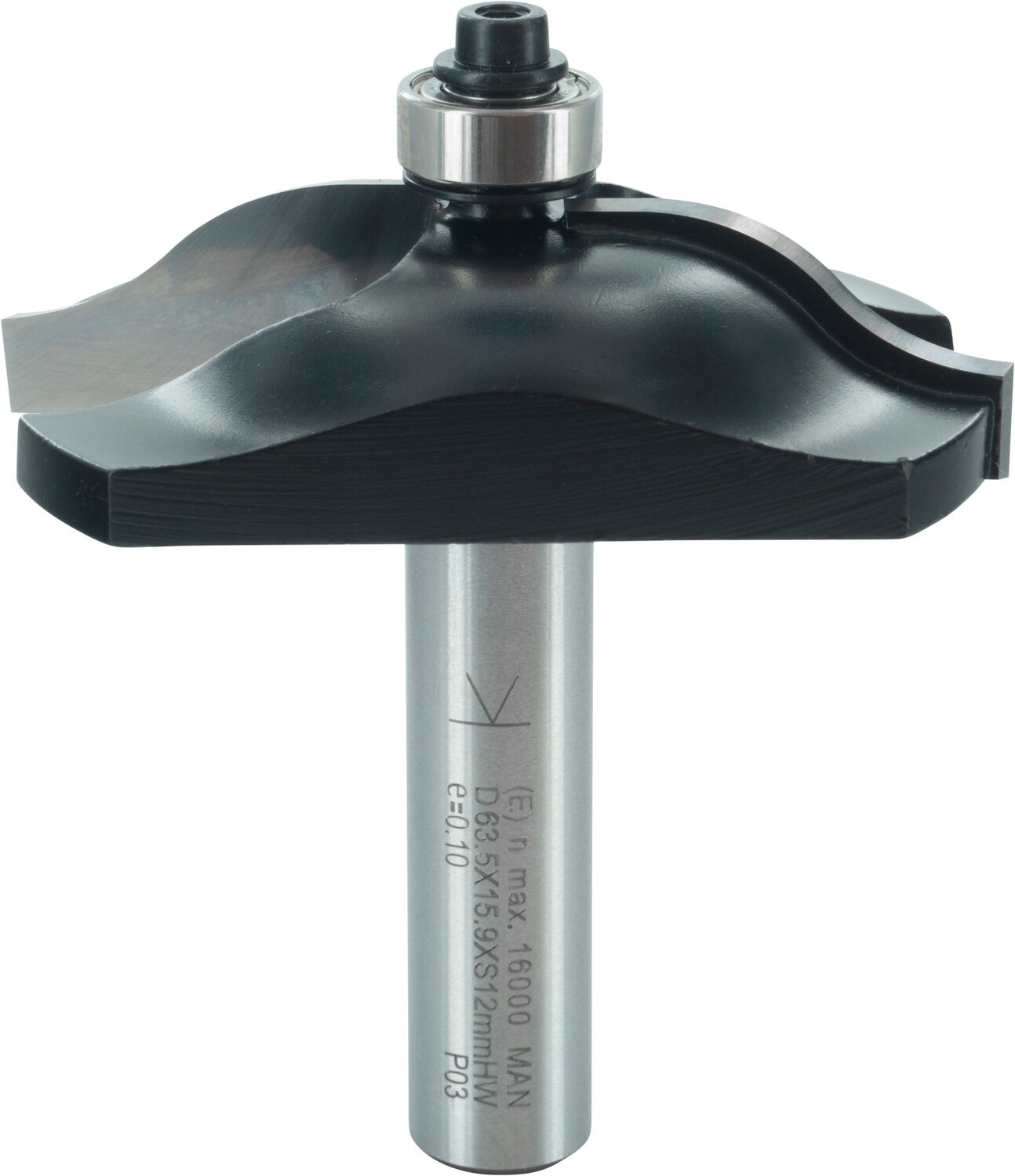 Abplattfräser Karniesprofil mit Kugellager D 63,5mm NL 15,9mm R 15,9mm T 25.4mm S 12mm SL 45mm     (ENT)