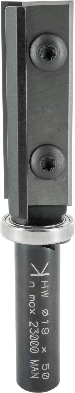 Bündigfräser mit Wendemesser und Kugellager am Schaft D 19mm NL 50mm S 12mm GL 99mm         (ENT)