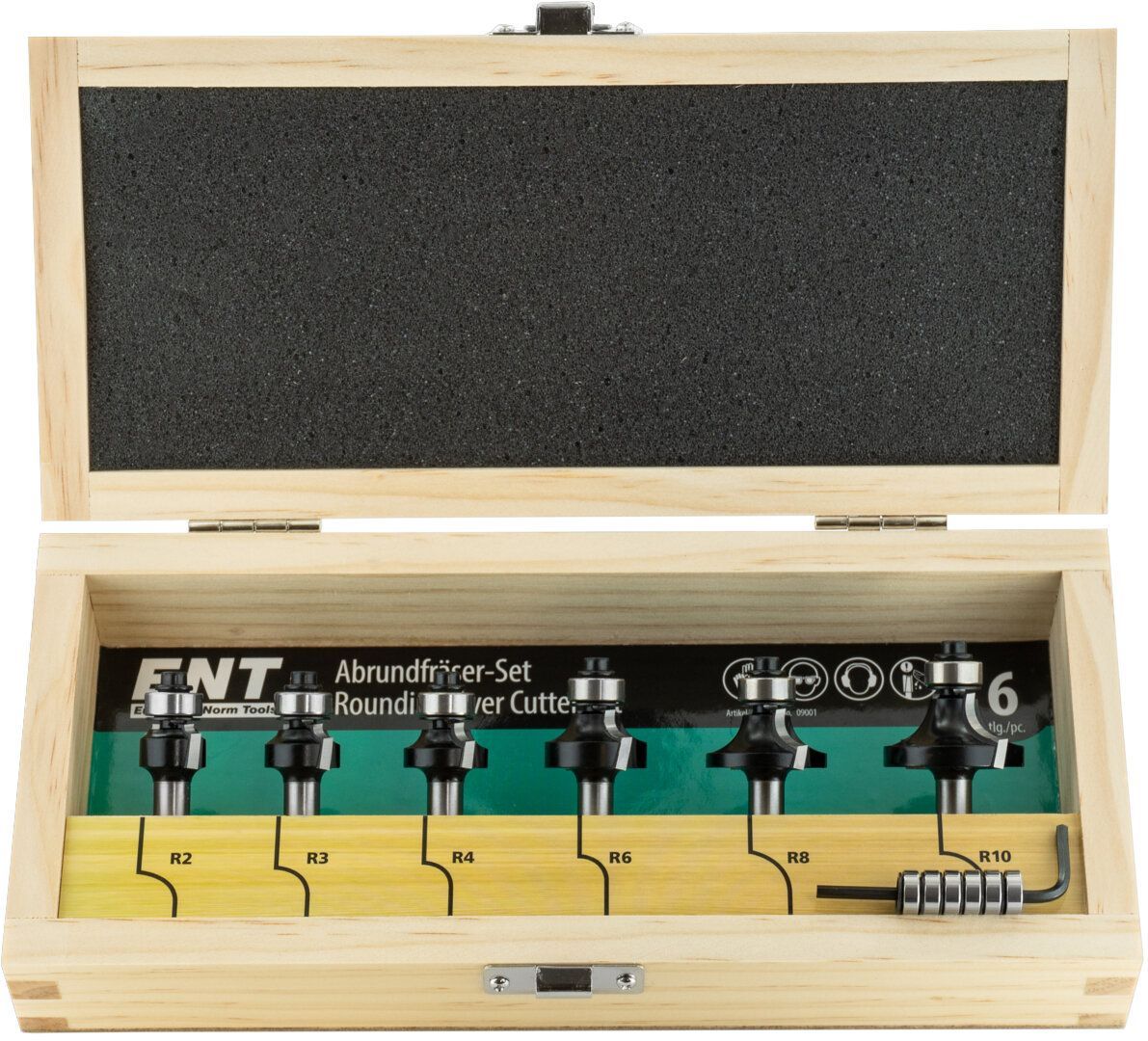 Abrund- und Viertelstabfräser-Set  Kombiniertes Set mit zwei Kugellagerdurchmessern R 2-3-4-6-8-10mm ØKL 9,5/12,7mm S 8mm           (ENT)