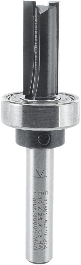 Bündigfräser mit übergroßem Kugellager am Schaft D 10mm NL 25mm GL 65mm S 8mm SL 32mm       (ENT)