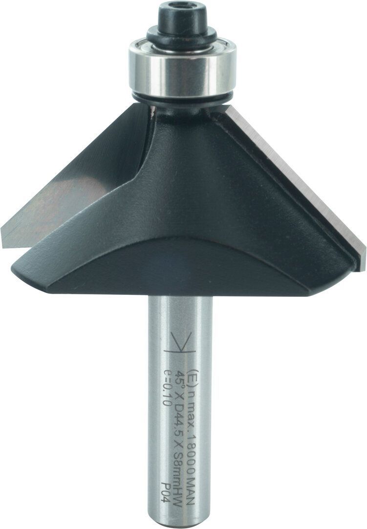 Fasefräser 45° mit Kugellager E 45° D 28,6mm NL 10,5mm S 6mm SL 32mm       (ENT)