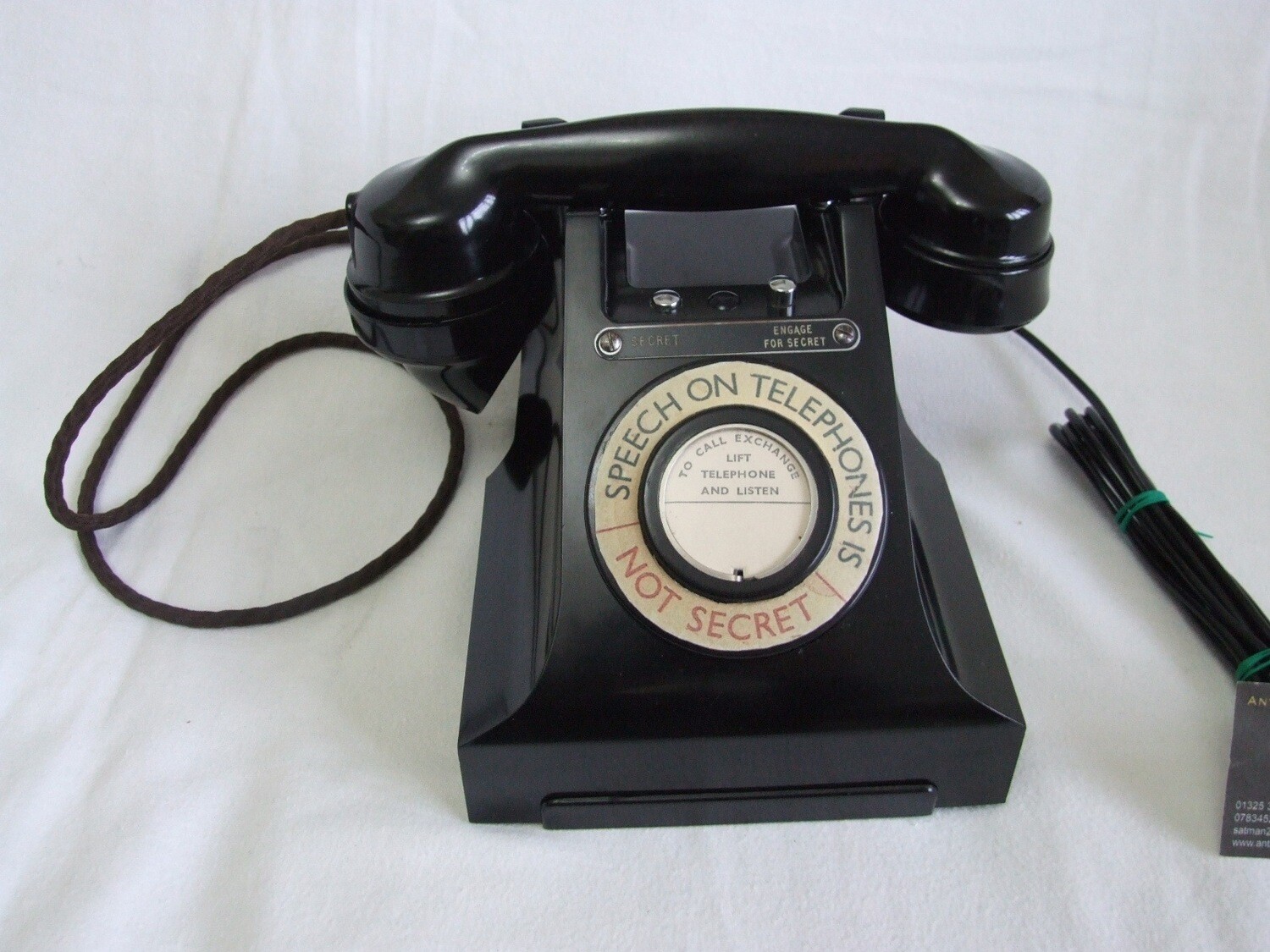 Black Bakelite Secret 396/328 GPO Telephone 1938/39
