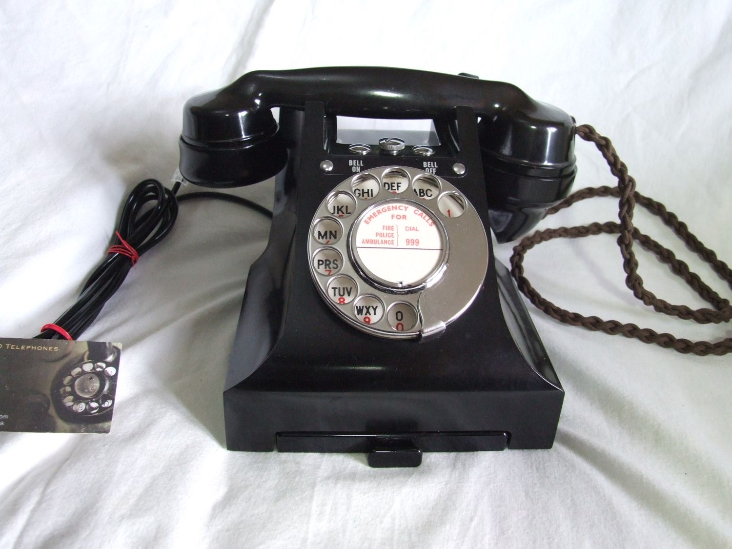 Black Bakelite 328L Bell On Bell Off  GPO Telephone 1957