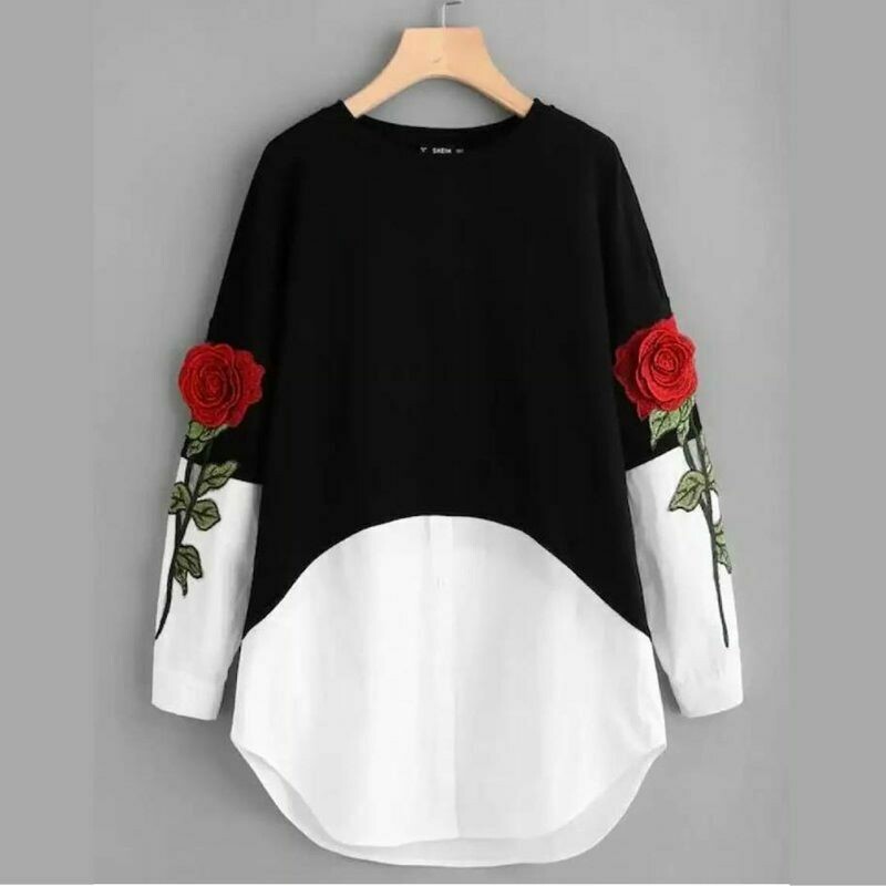 3D Flower Embroidered Long Top