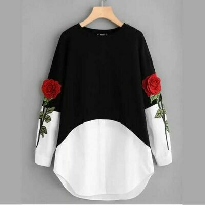 3D Flower Embroidered Long Top