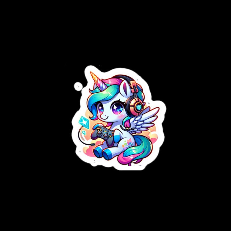 Chibi-style unicorn gamer