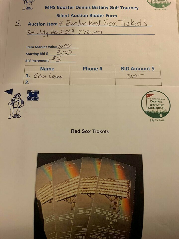 Silent Auction #5 - Boston Red Sox Tickets (4)