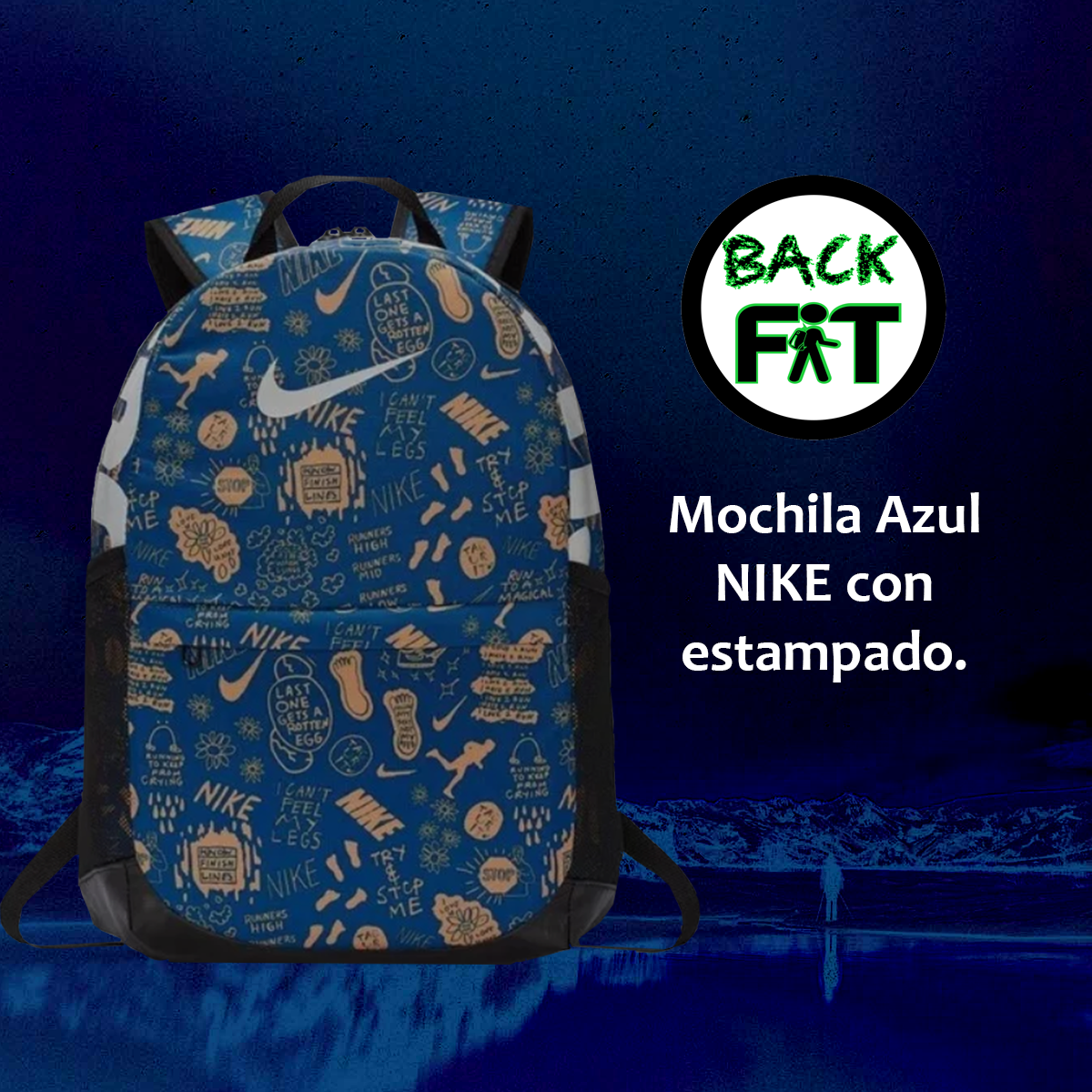 Mochila Azul NIKE estampada