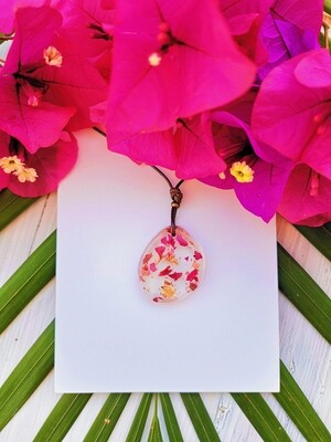 Bogainvillea and Gold Leaf Necklace