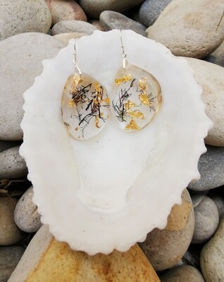 Seaweed and Gold Leaf Earrings