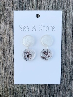 Seaweed and Silver leaf Earrings