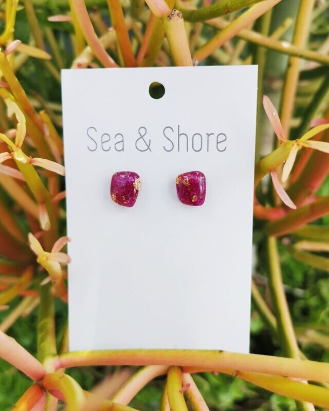 Bougainvillea & Gold Leaf Studs