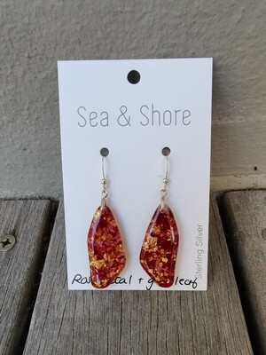 Bougainvillea & Goldleaf Earrings
