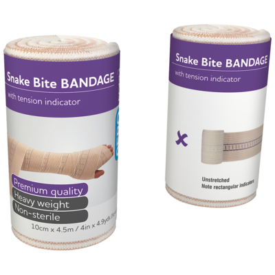 AEROFORM Short Snake Bite Bandage with Indicator 10cm x 4.5M Wrap/12