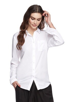Long Sleeve Woven Bamboo Shirt - White