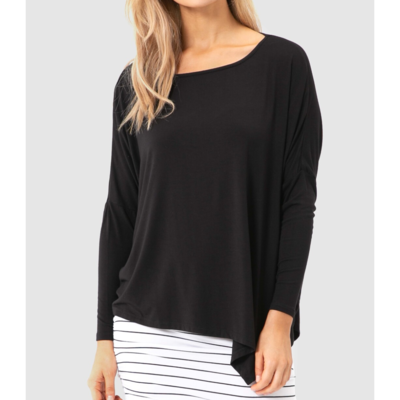 Relaxed Boatneck Top - Black