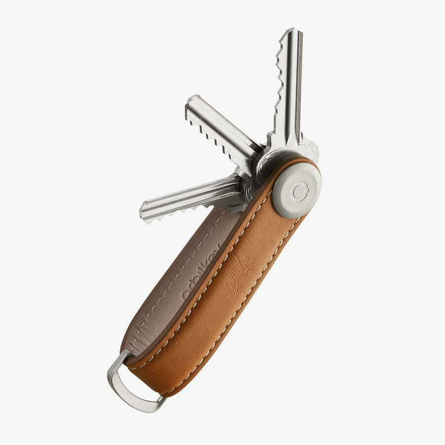 Key Organiser - Leather - Tan with White Stitching