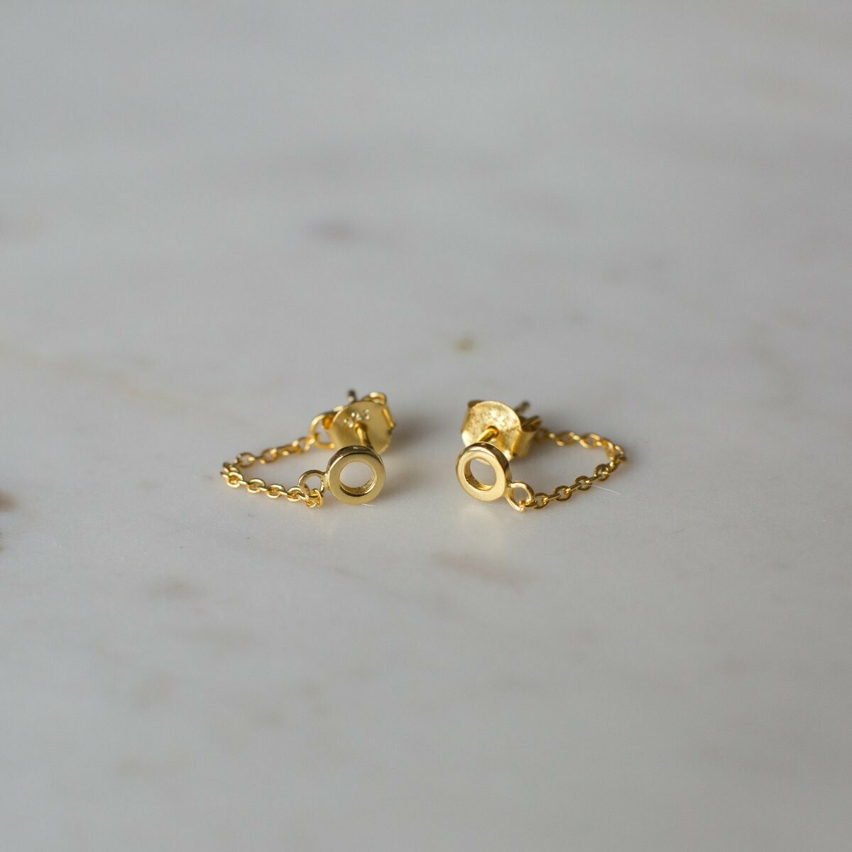 Oh Chain Stud Earrings - 14kt Gold Plated