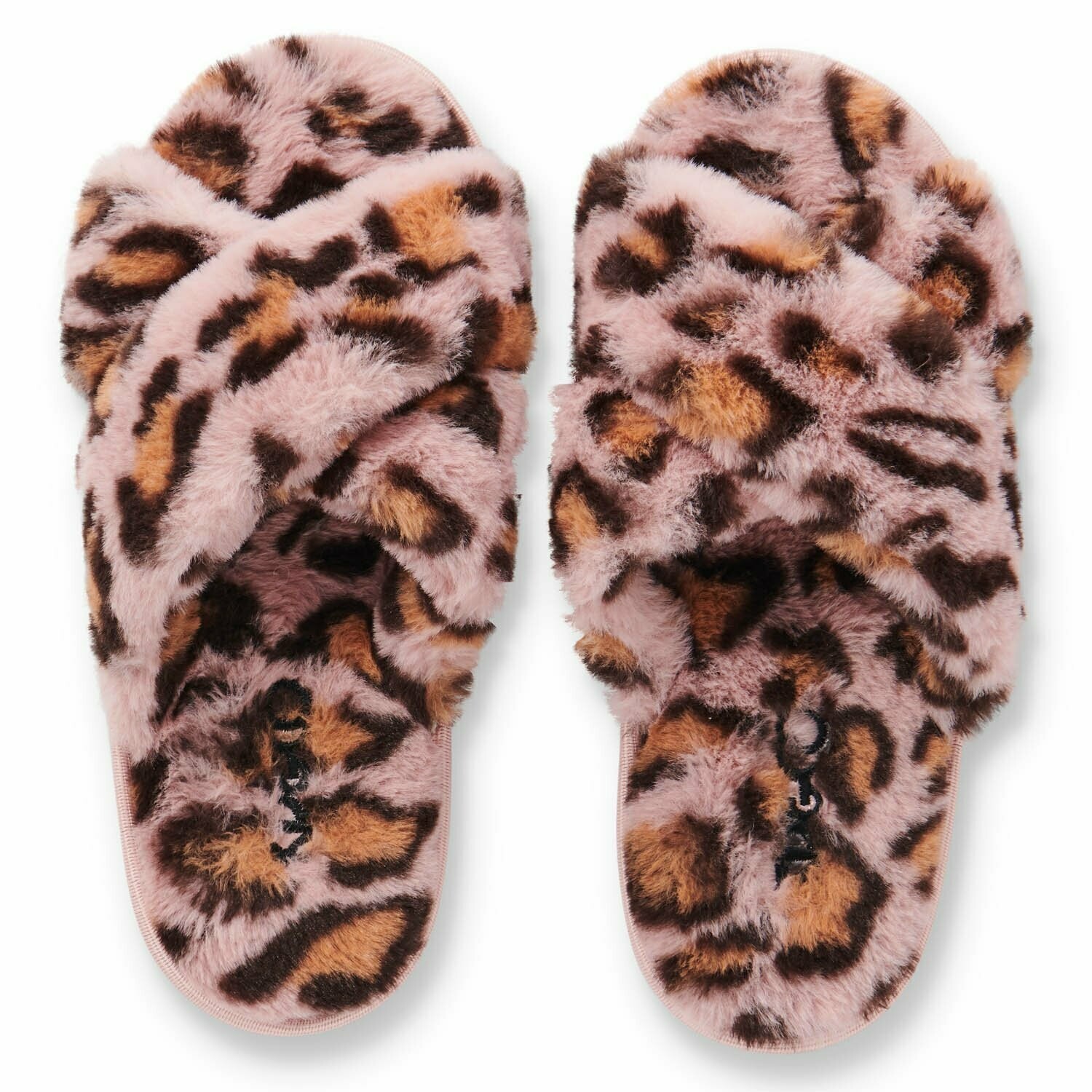 Adult Plush Slippers - Pink Cheetah