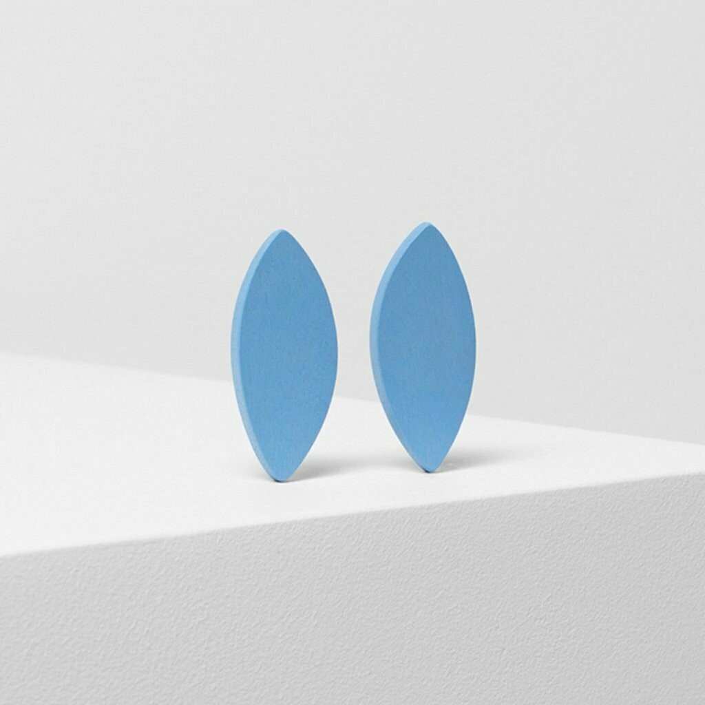 Leaf Clip On Earrings - Denim Blue