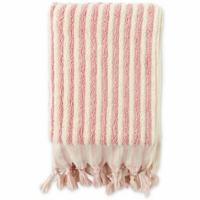 Turkish Towels - Bath Towel - Rose & White Stripe