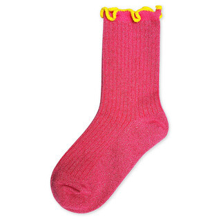 Frill Metallic Socks - Neon Pink