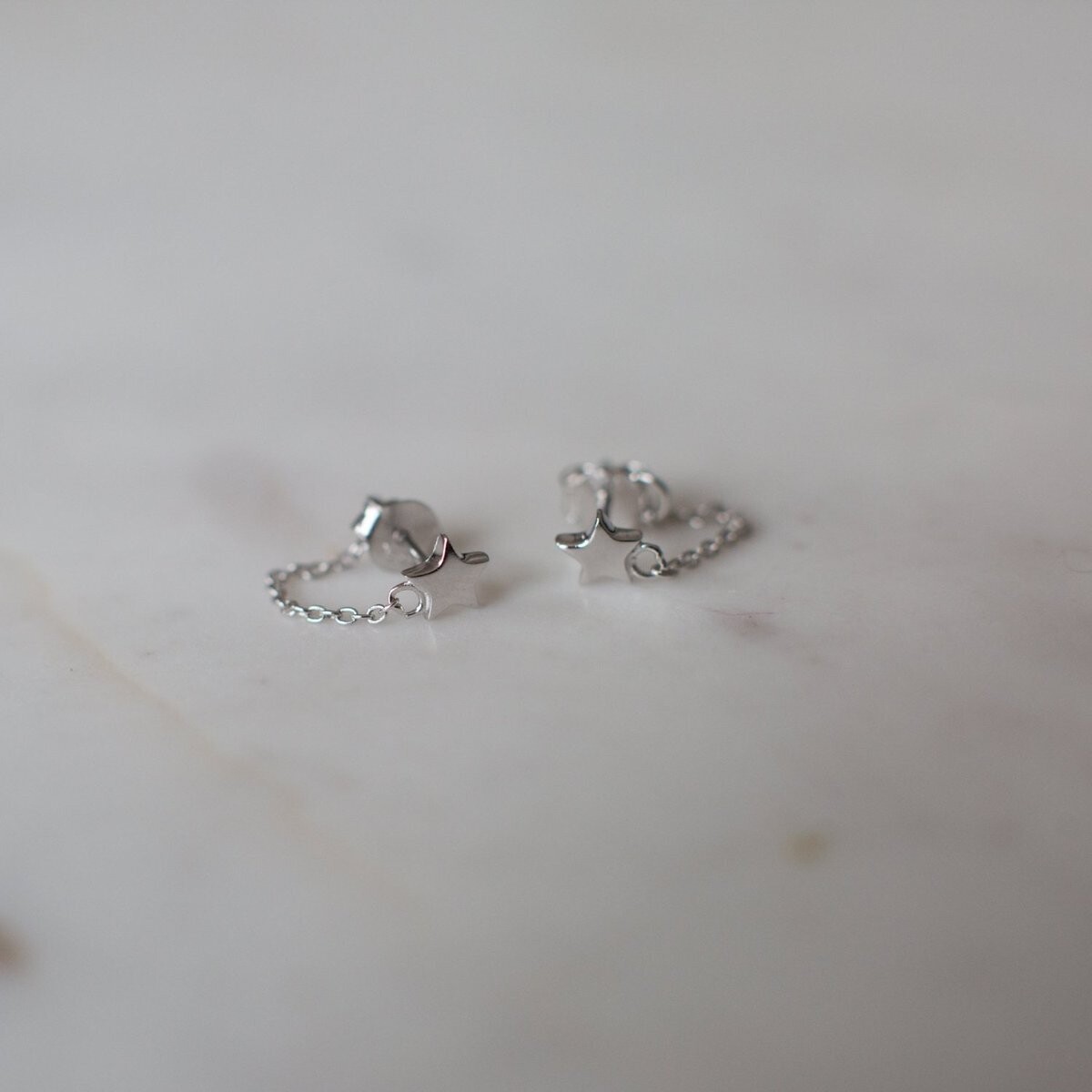 Twinkle Chain Stud Earrings - Sterling Silver