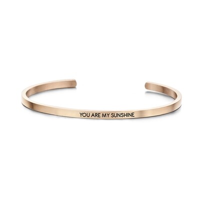 Key Moments Stainless Steel Open Bangle 3MM You Are My Sunshine Key Moments Stainless Steel Open Bangle 3MM You Are My Sunshine