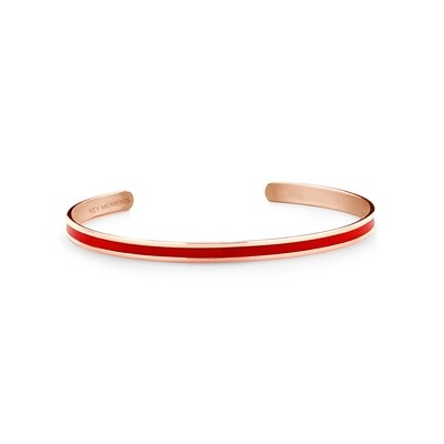 Key Moments Stainless Steel Open Bangle 4MM Red