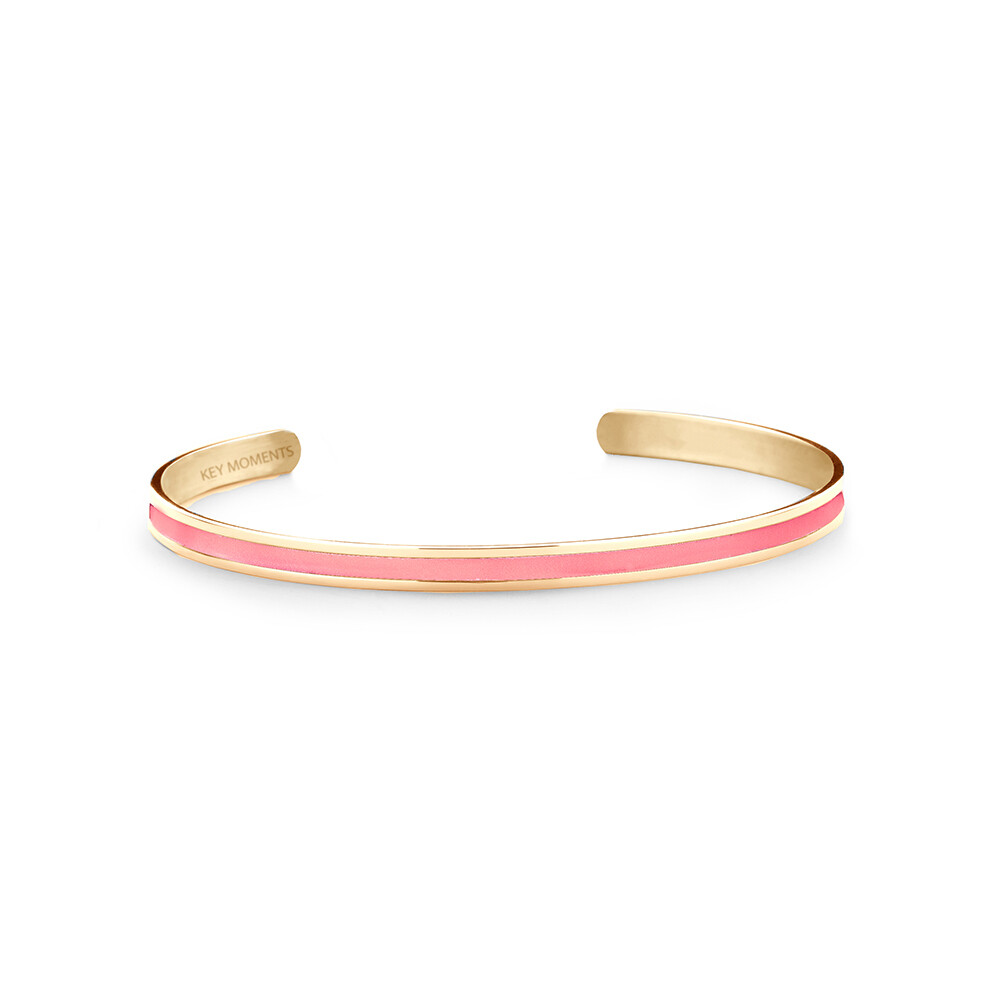 Key Moments Stainless Steel Open Bangle 4MM Pink