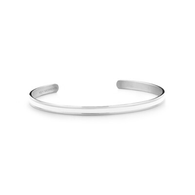 Key Moments Stainless Steel Open Bangle 4MM White