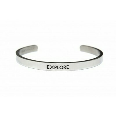 Key Moments Stainless Steel Open Bangle Men 6MM Explore Matt Key Moments Stainless Steel Open Bangle Men 6MM Explore Matt
