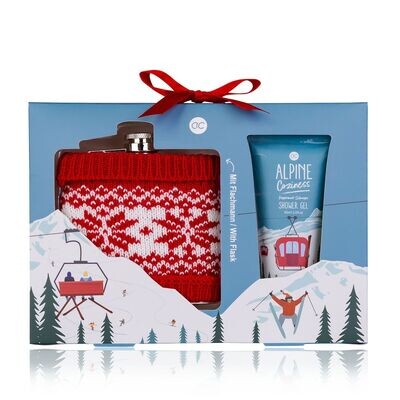 Αlpine Coziness Shower Gel & Flask Gift Set in Paper Gift Box 60ml