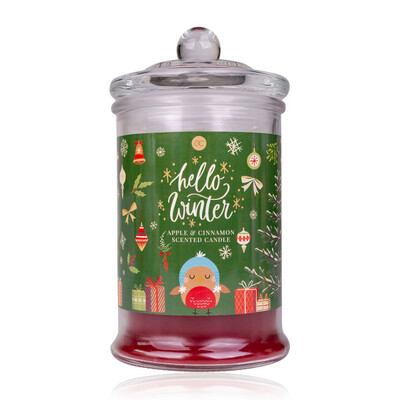 Χριστουγεννιάτικο κερί Hello Winter 230γρ με άρωμα μήλο-κανέλα