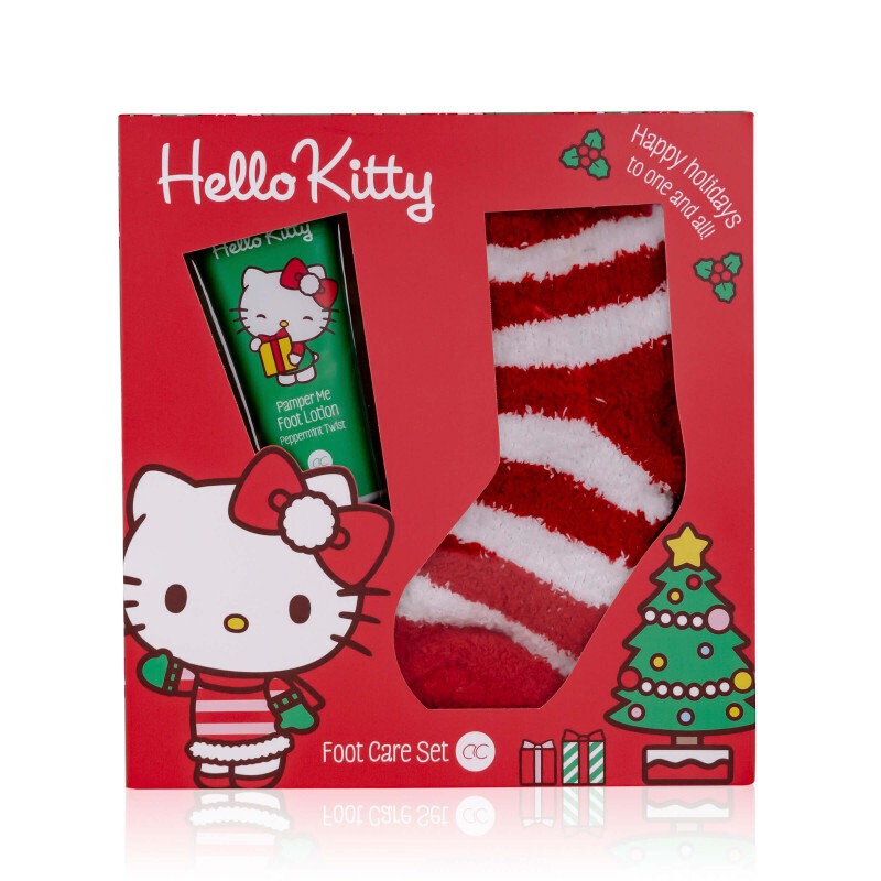 Χριστουγεννιάτικο σετ περιποίησης με κρέμα ποδιών 100ml & one-sized κάλτσες , Hello Kitty