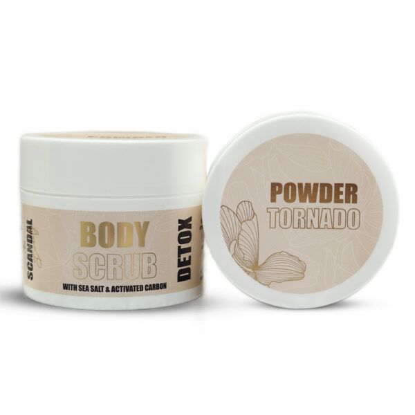 Scandal Beauty Powder Tornado Detox Body Scrub – Scrub Σώματος με Αμυγδαλέλαιο, Ενεργό Άνθρακα &amp; Κόκκους Αλατιού (200ml)
