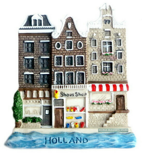 Dutch Houses Amsterdam Shoe Shop Holland, Souvenir Resin 3D Fridge Magnet
