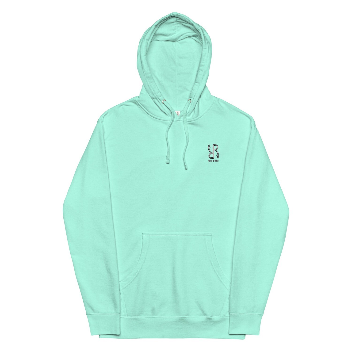 Rise & Rod - Embroidered Hoodie Mint, Size: S