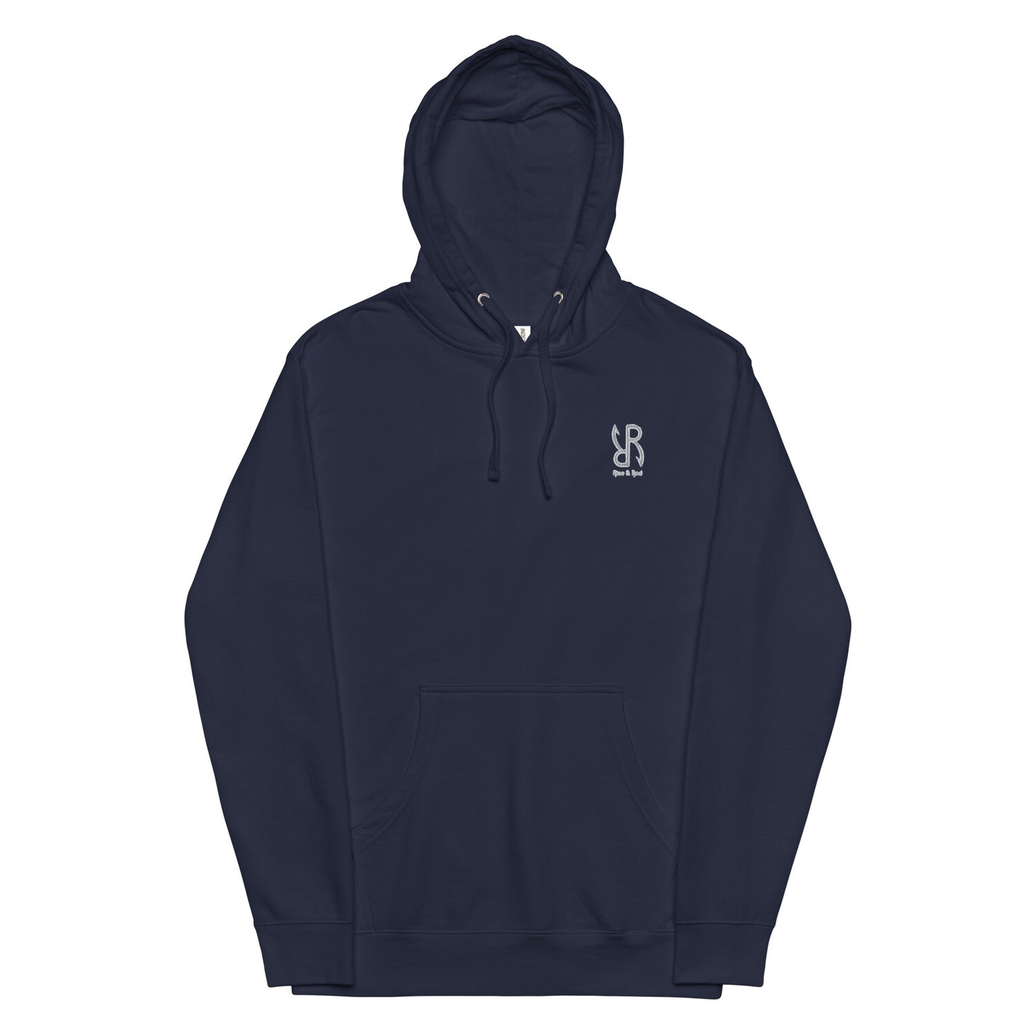 Rise & Rod - Embroidered Hoodie Navy, Size: S