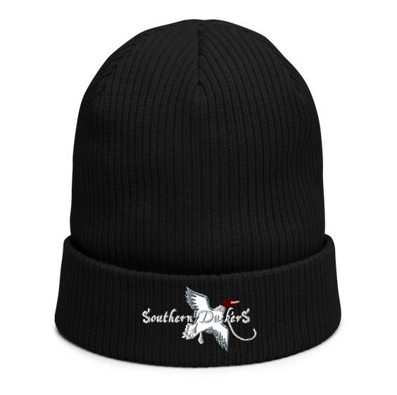 Embroidered Ribbed Beanie, Color: Black