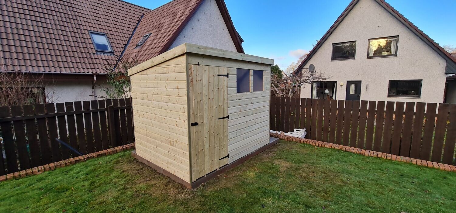 Pent Shed With Single Door & Windows