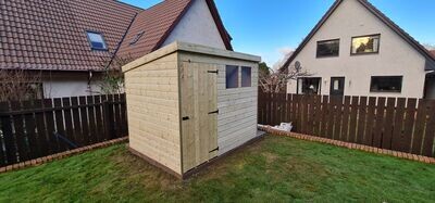 Pent Shed With Single Door & Windows